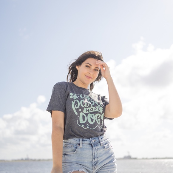 Less People More Dogs Cute Fun Dog Lover Graphic Tee - Picture 4 of 5